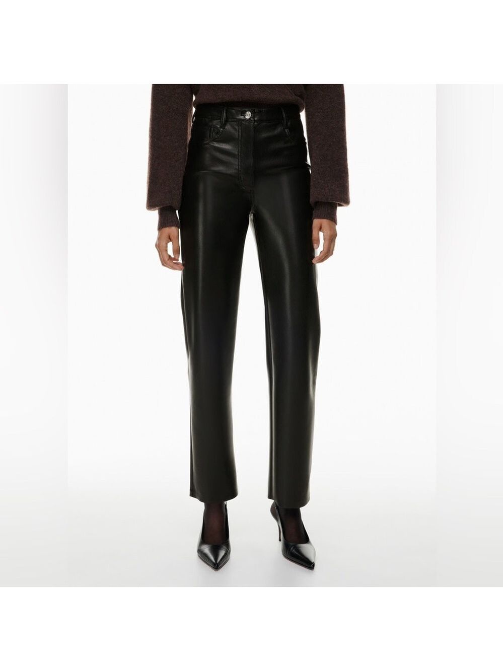 Like New Aritzia Wilfred Melina Faux Leather Straight Leg High Waist Pants 8